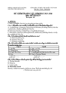 Đề kiểm tra học kì 1 năm học 2015-2016 môn Mĩ thuật 9 thời gian 45 phút